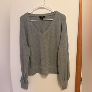 PAIGE Gray V-Neck Lightweight Knit Sweater